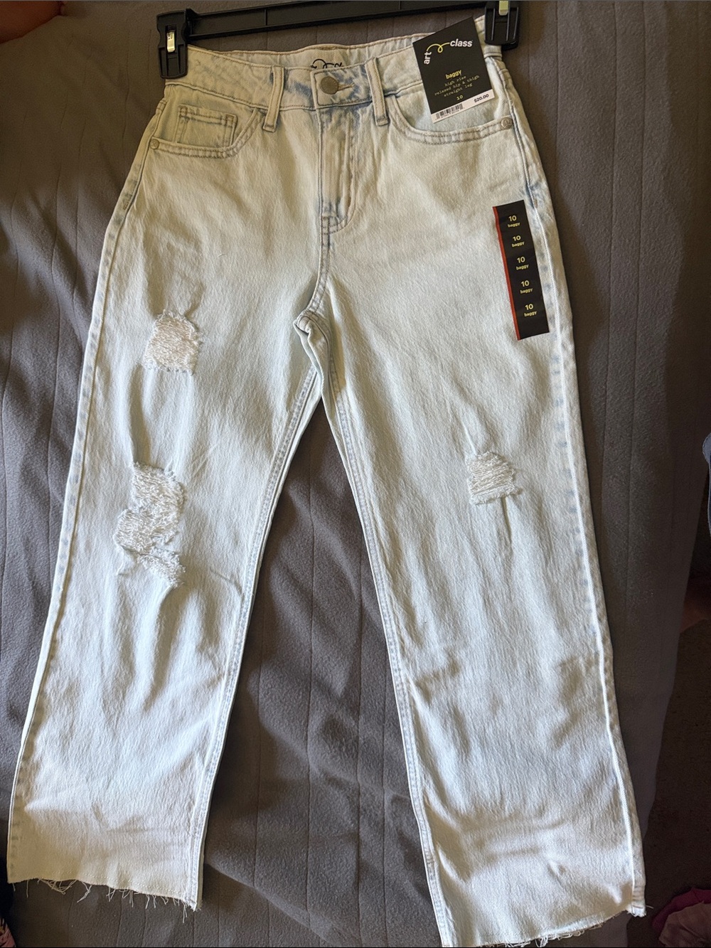Light Wash Distressed Girl’s Jeans - Classic Fit
